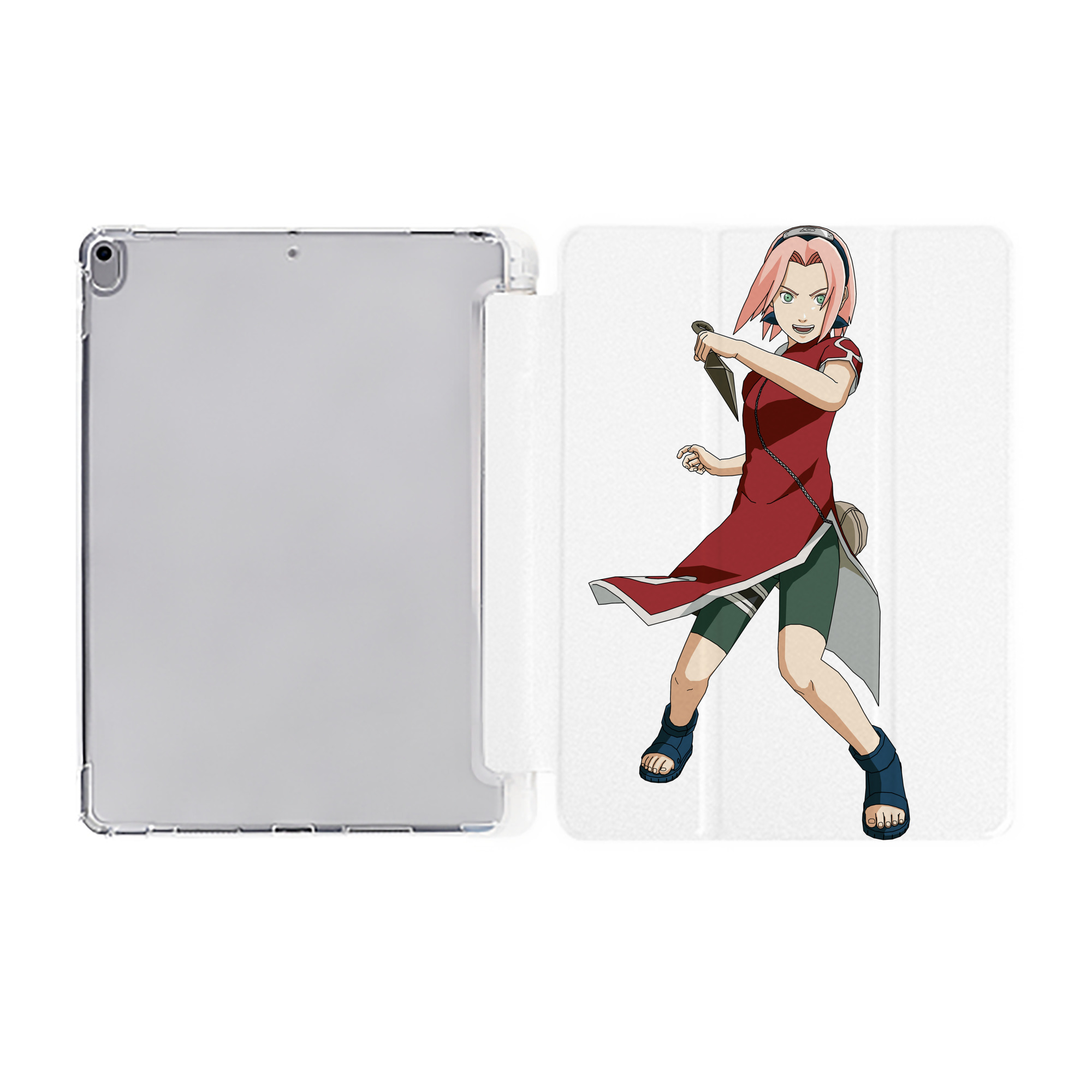 （画像用） NARUTO -ナルト- 春野サクラ Haruno Sakura IPad ケース ペン収納付き 三つ折りスタンド PUレザー×シリコン 対応機種9.5/10.5/10.9インチ